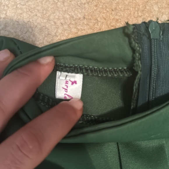 5/$50 EUC Purple Month Emerald Green Long Sleeved Skater Mini Dress Sz. L - Picture 9 of 9
